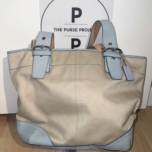 Fun blue trimmed Coach bag